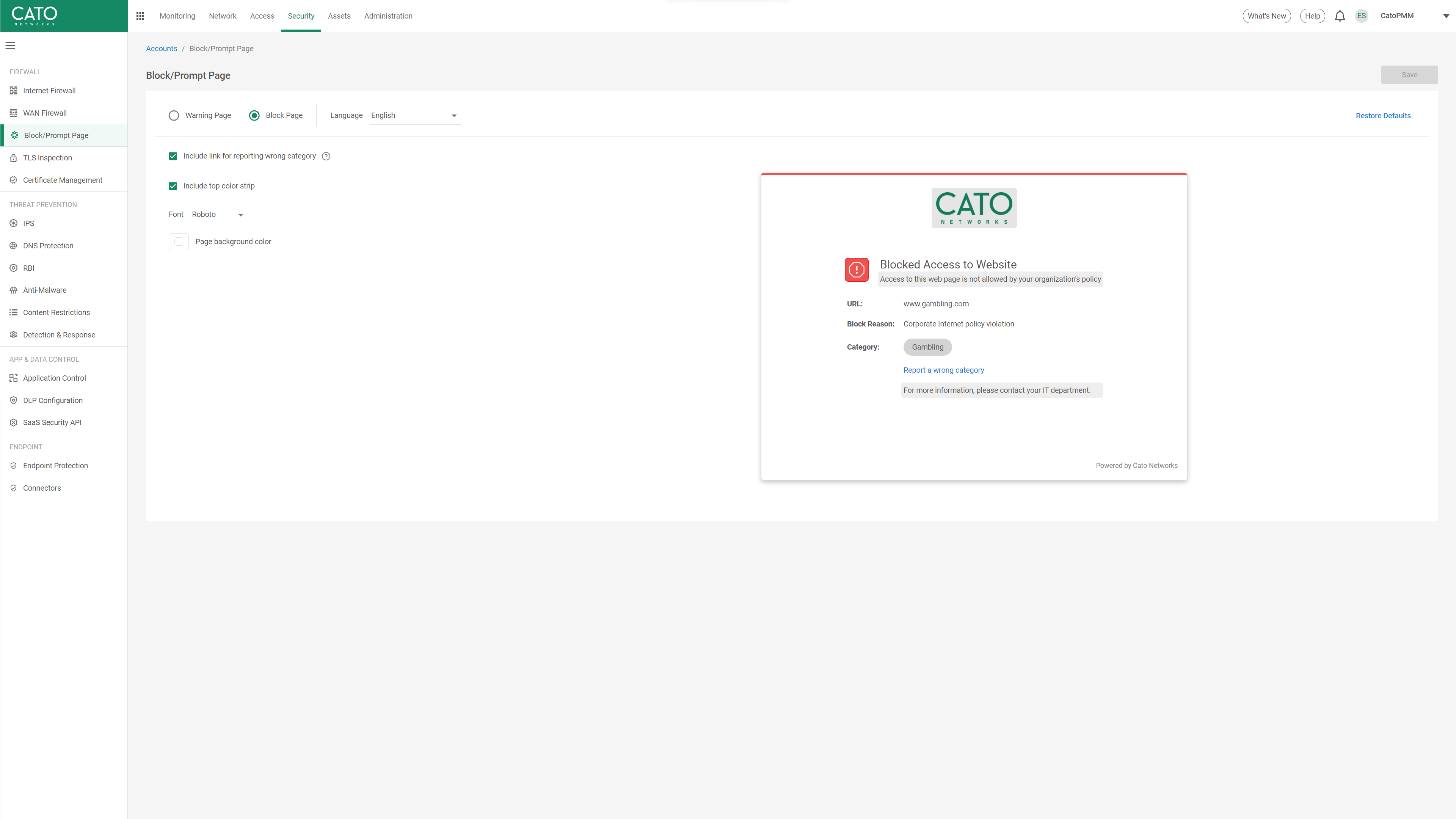 Notification Customization Page
