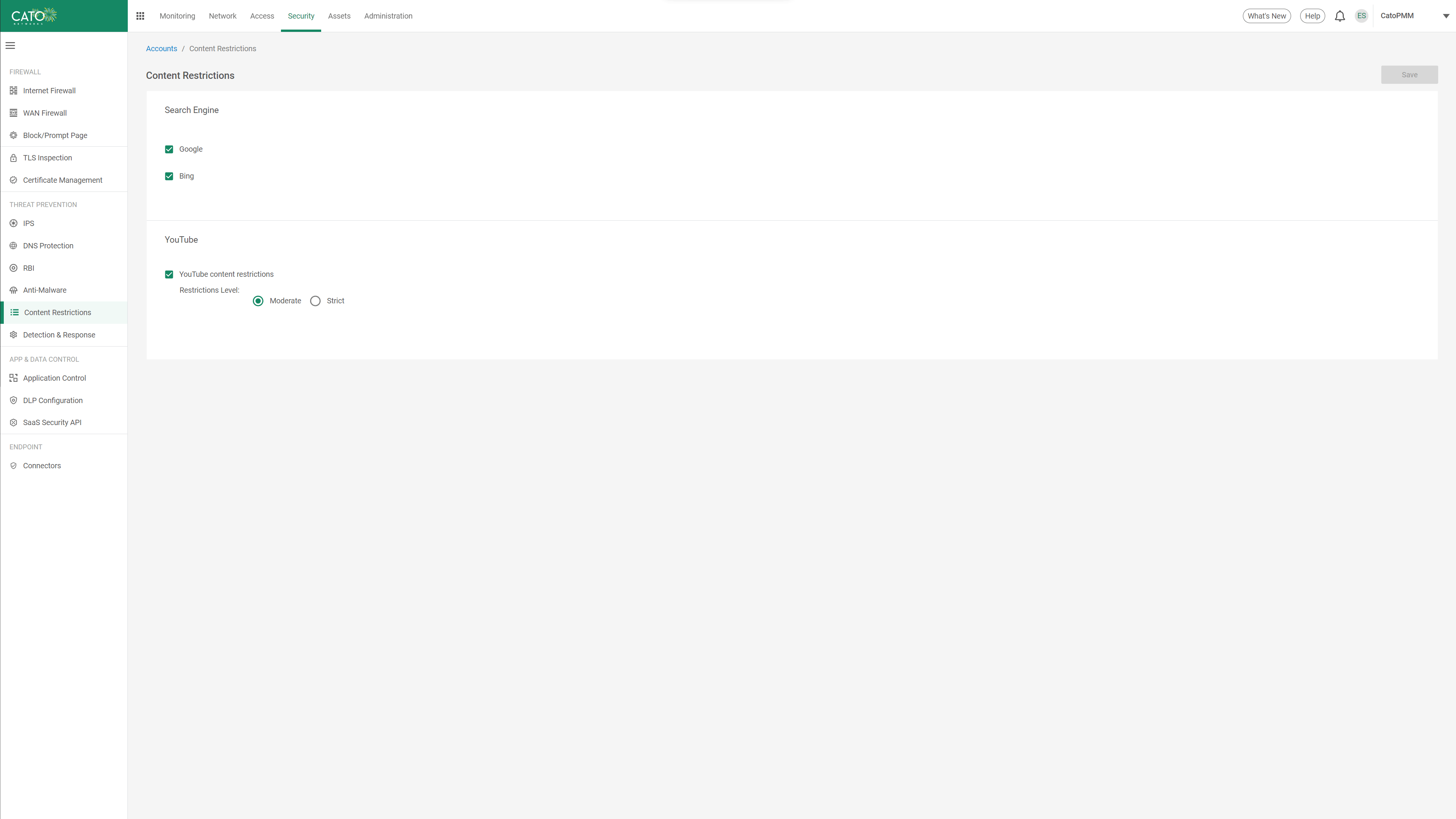 Content Restrictions Management