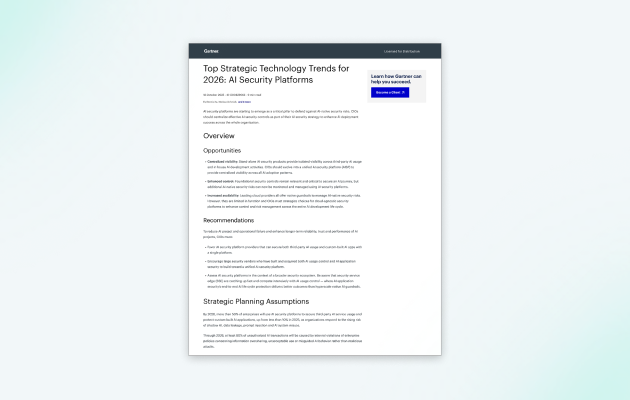 Gartner® Top Strategic Technology Trends for 2026: AI Security Platforms