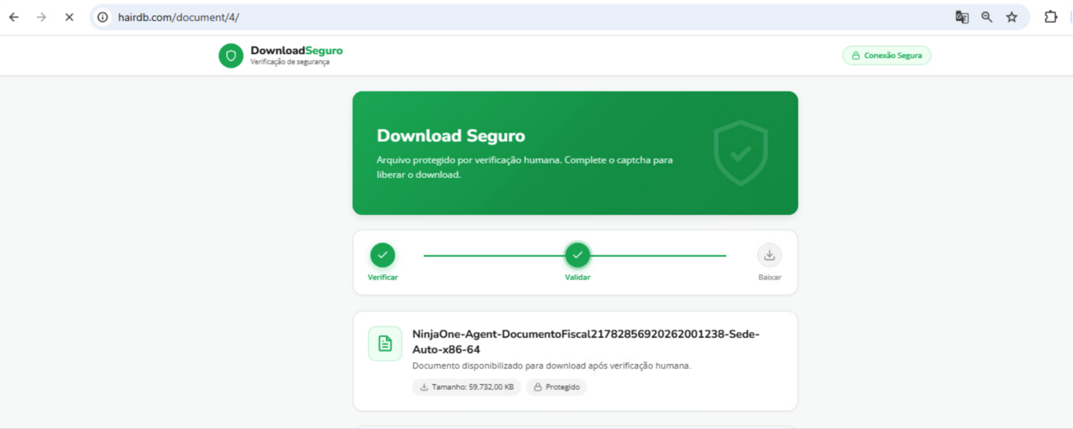 Download Seguro themed portal used to distribute the payload (Source : Cato CTRL).