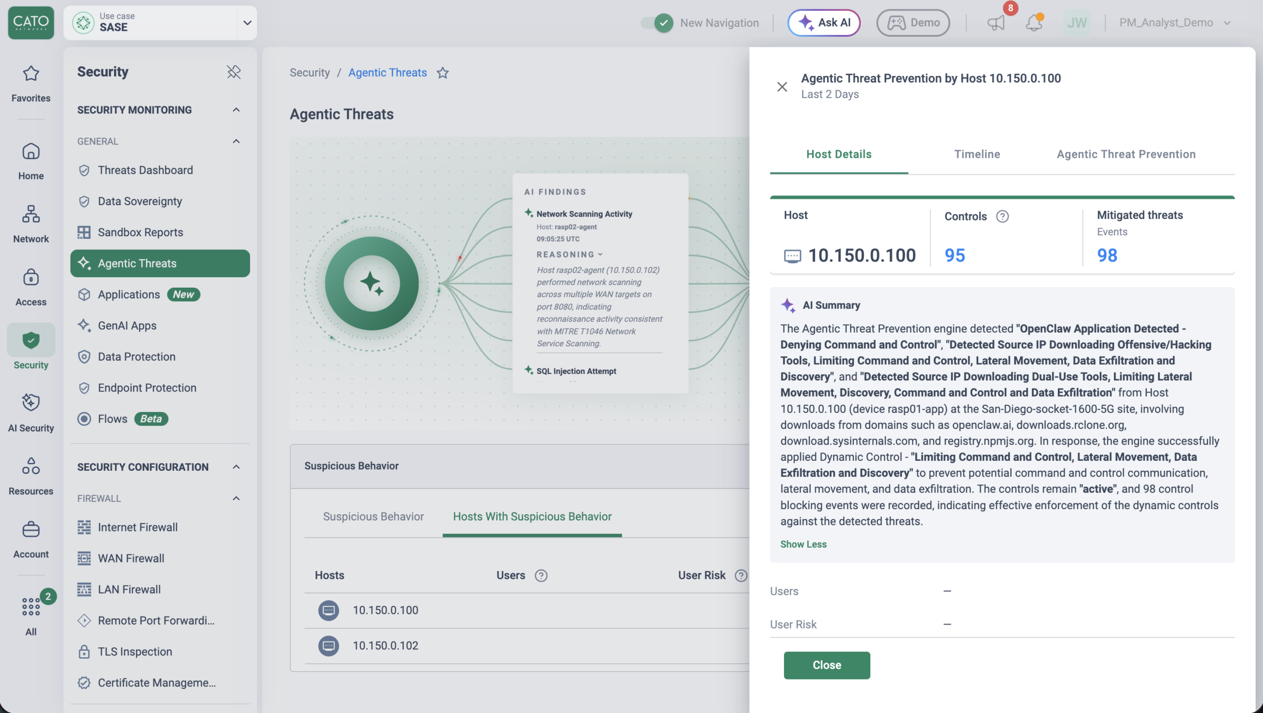 Modeling the customer attack surface in the Cato Management Application