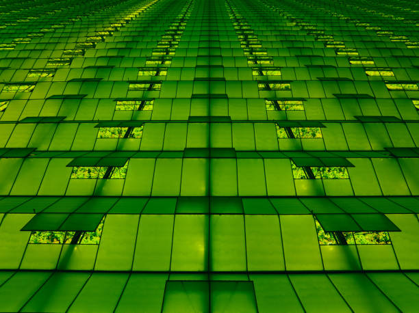 Green illuminated architectural pattern