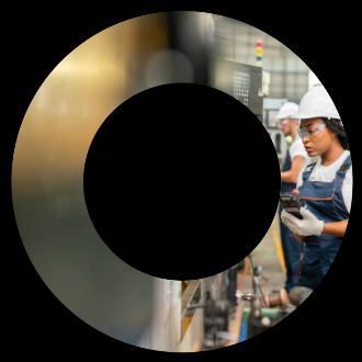 Manufacturing imagery framed inside the Cato Ring
